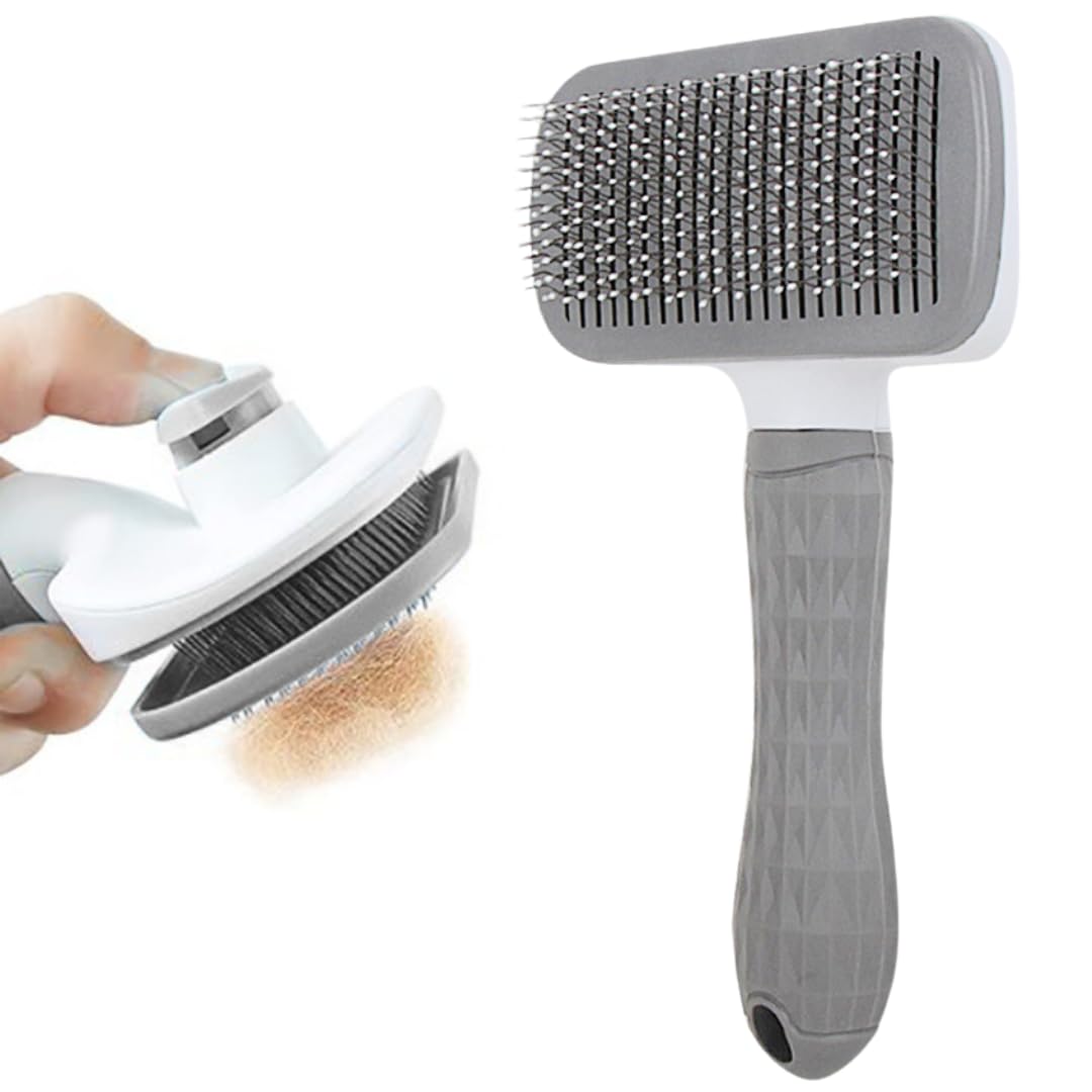 1pc Pet Grooming Brush, Dog Brush, Cat Brush, Self-Cleaning Pet Grooming Brush, Used for Long Hair and Short Hair Dogs and Cats, Removes Loose Hair and Undercoat from Dogs, Cats,