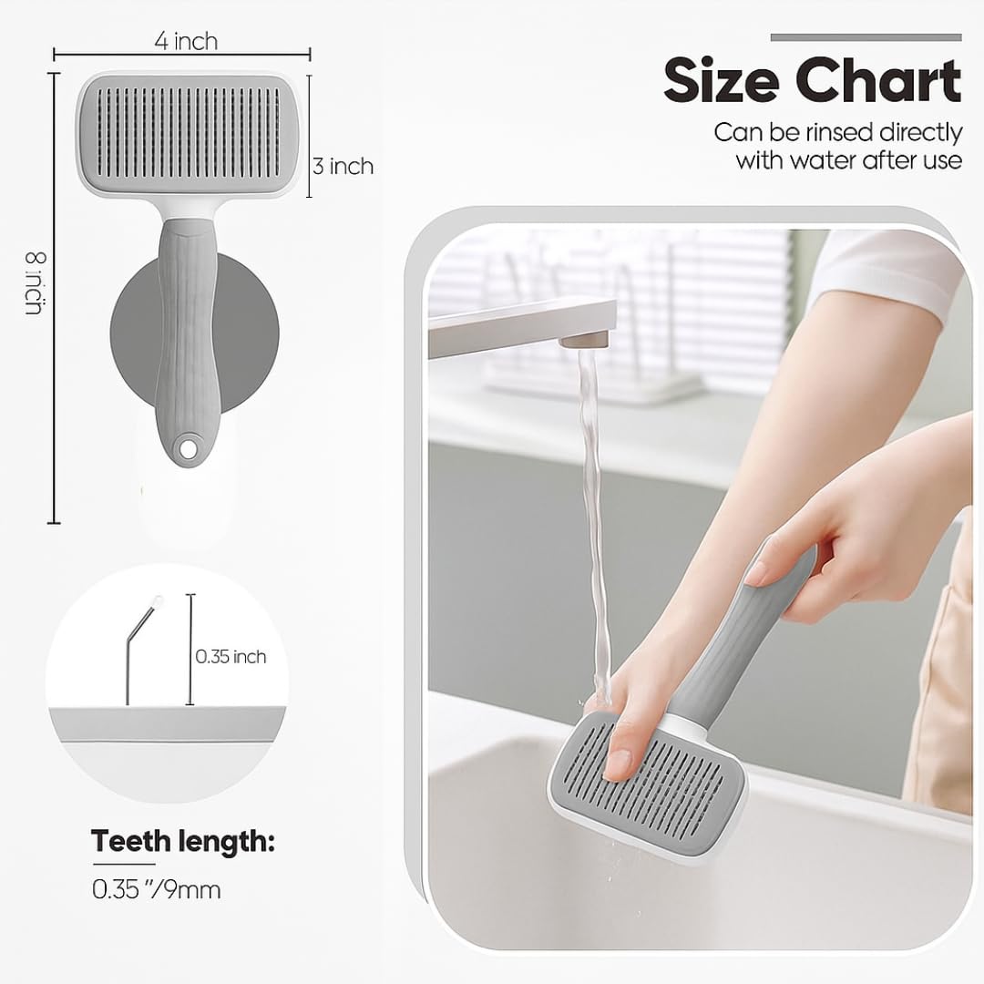 1pc Pet Grooming Brush, Dog Brush, Cat Brush, Self-Cleaning Pet Grooming Brush, Used for Long Hair and Short Hair Dogs and Cats, Removes Loose Hair and Undercoat from Dogs, Cats,
