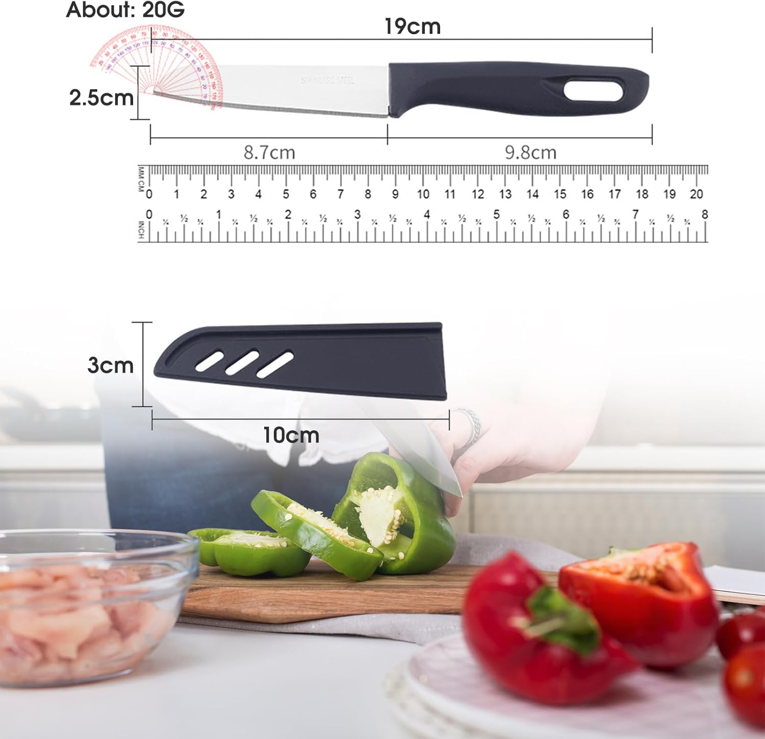 【Final Clearance】Fruit Knife, Sharp and Durable Fruit Knife with Protective Cover, Fruit Knives Small Suitable for Most Types of Vegetables, Fruits and Meat