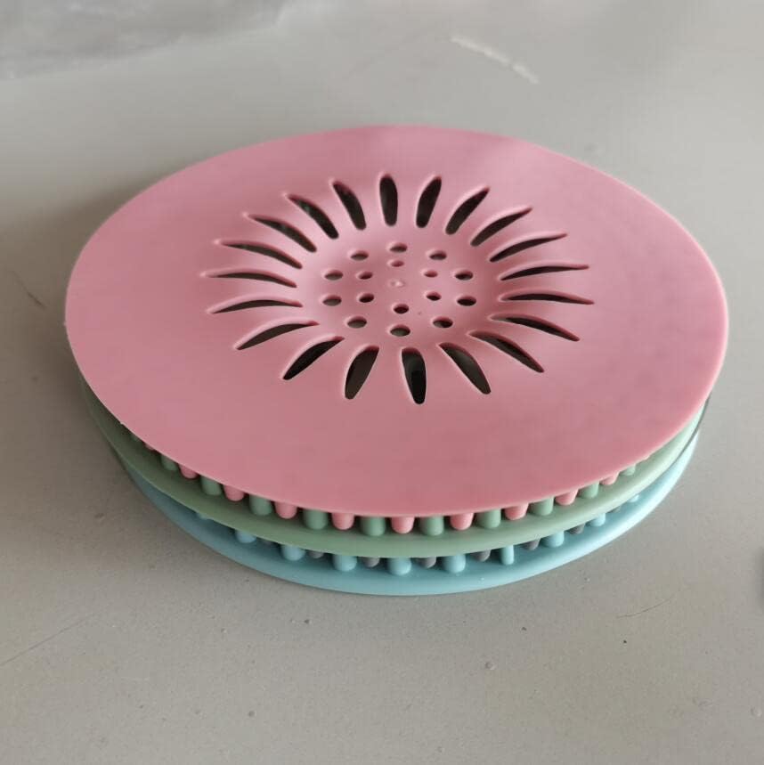 4-Pack Silicone Hair Catcher with Heart-Shaped Drain Protector - Pastel Colors (Blue, Pink, Green,Gray) | Easy-to-Clean & Install, Fit for Bathroom & Kitchen Sinks,Nonslip Design, Sink Strainer