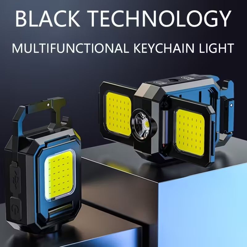 LED Camping Lantern, Rechargeable Small COB Keychain Mini Torch, Portable Mini Pocket Light, Multi-Functional Work Inspection Light for Cycling Repairing Outdoor