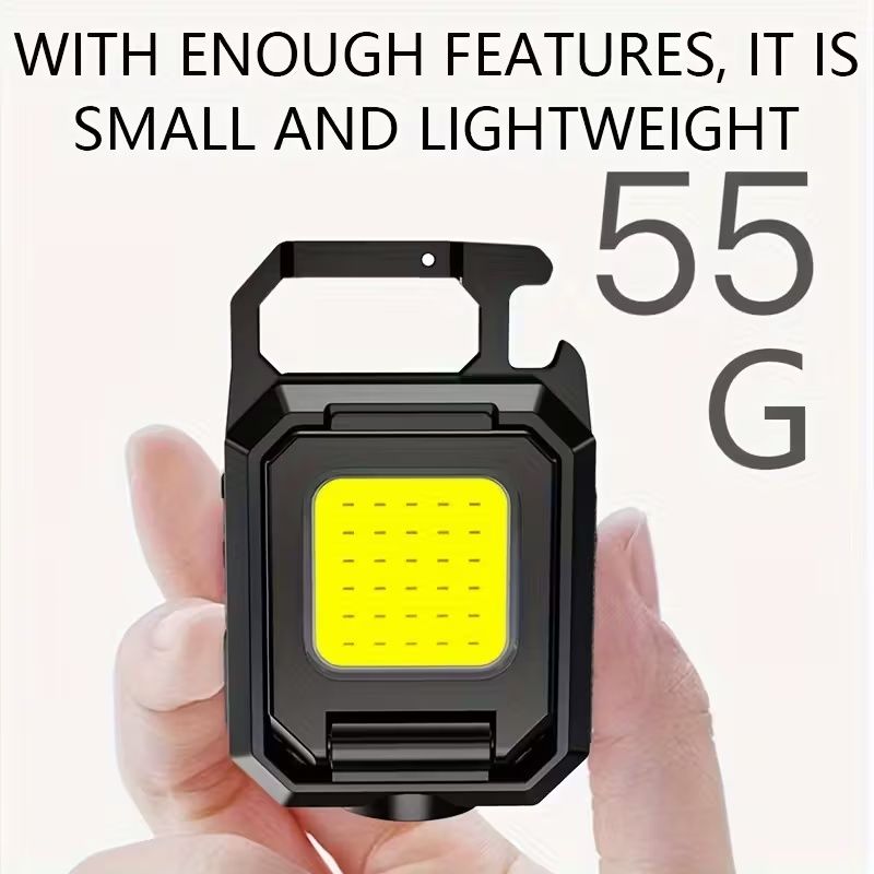 LED Camping Lantern, Rechargeable Small COB Keychain Mini Torch, Portable Mini Pocket Light, Multi-Functional Work Inspection Light for Cycling Repairing Outdoor