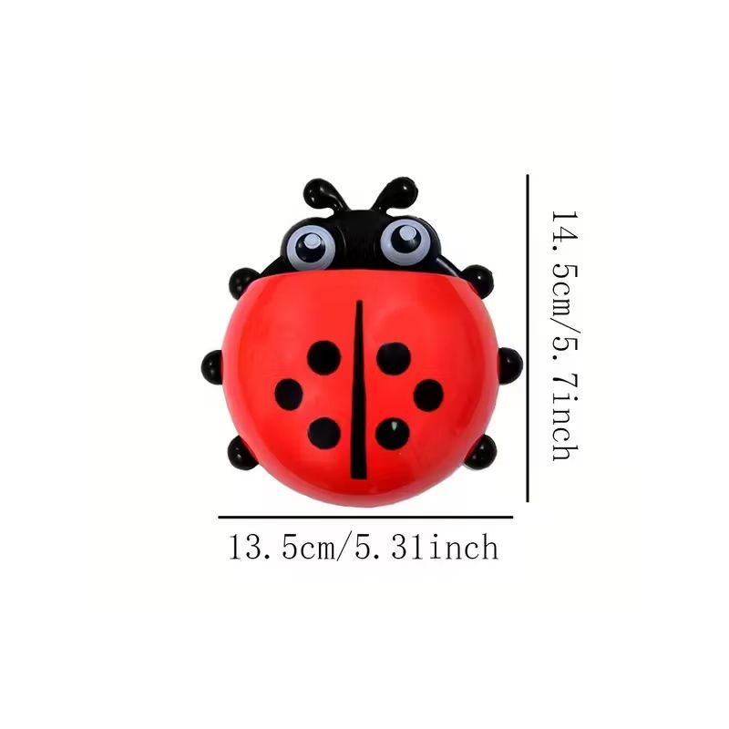 1pc Cute Ladybug Toothbrush Holder - No-Drill, Wall-Mounted Suction Cup Storage Rack for Bathroom Organization, Christmas/Halloween Gift Decoration