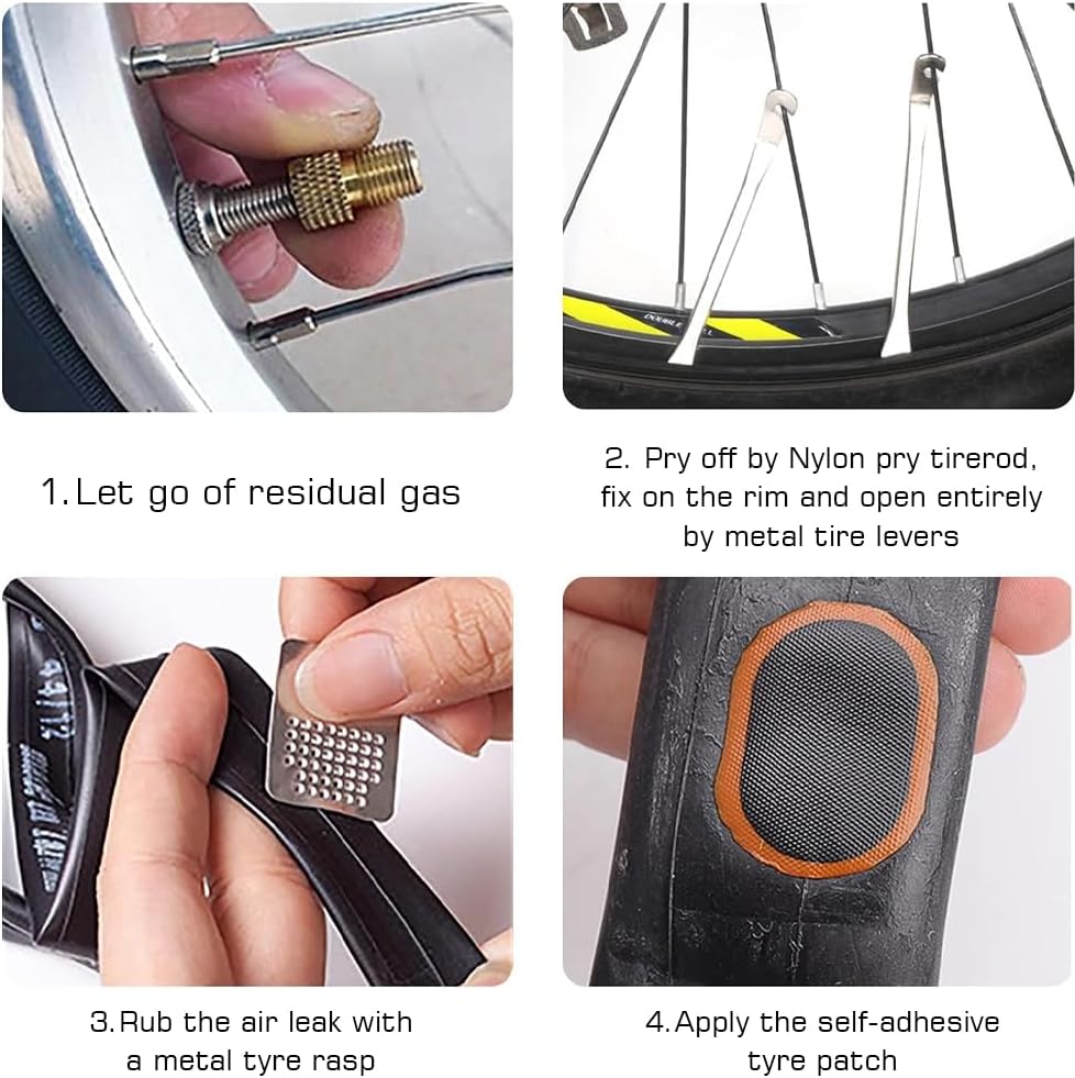 16 Pieces Bike Repair Tool Kit, 15 in 1 Bicycle Multi tool with Tire Levers Hex Spoke Wrench Chain Adjuster, Bicycle Tire Repair Kit, Multi Function Bike Accessories for Adult Bikes