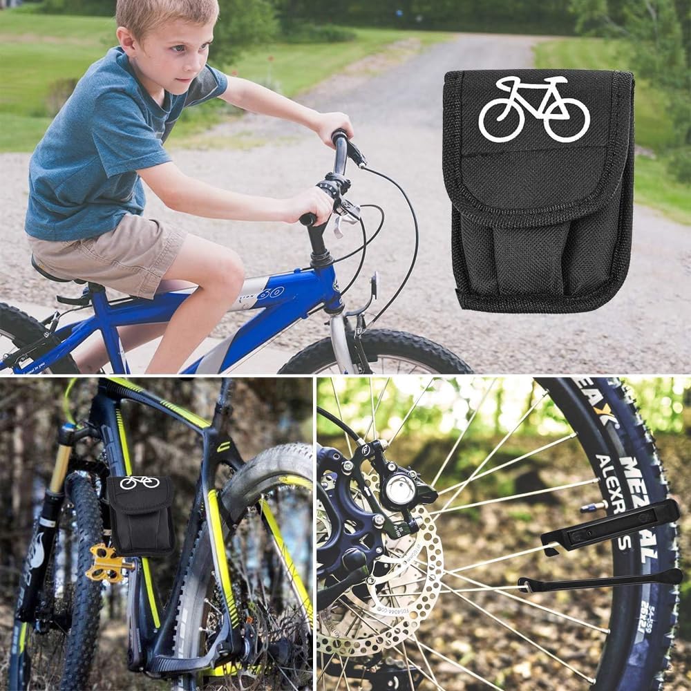 16 Pieces Bike Repair Tool Kit, 15 in 1 Bicycle Multi tool with Tire Levers Hex Spoke Wrench Chain Adjuster, Bicycle Tire Repair Kit, Multi Function Bike Accessories for Adult Bikes