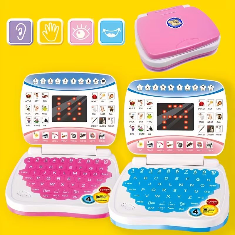 Electronic Learning Toy, Mini Learning Computer Toy, Compact and Portable, English Learning, Letters, Numbers, Music Multi-Functional, Suitable for Boys and Girls Over, Educational Toy, Christmas Gift