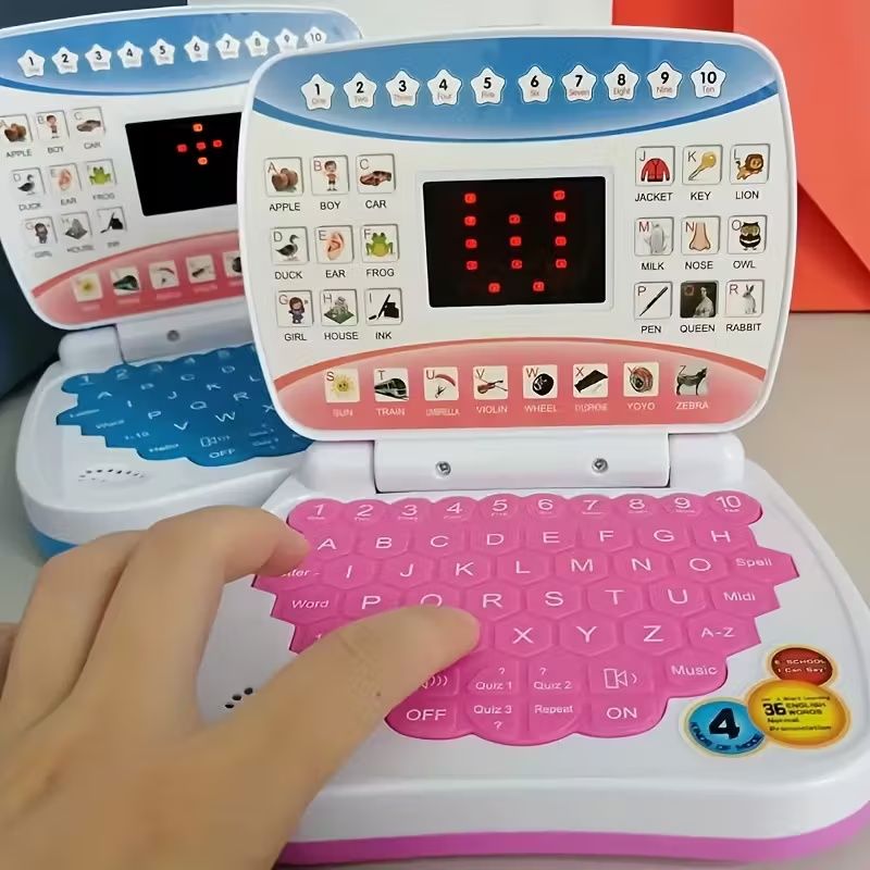 Electronic Learning Toy, Mini Learning Computer Toy, Compact and Portable, English Learning, Letters, Numbers, Music Multi-Functional, Suitable for Boys and Girls Over, Educational Toy, Christmas Gift