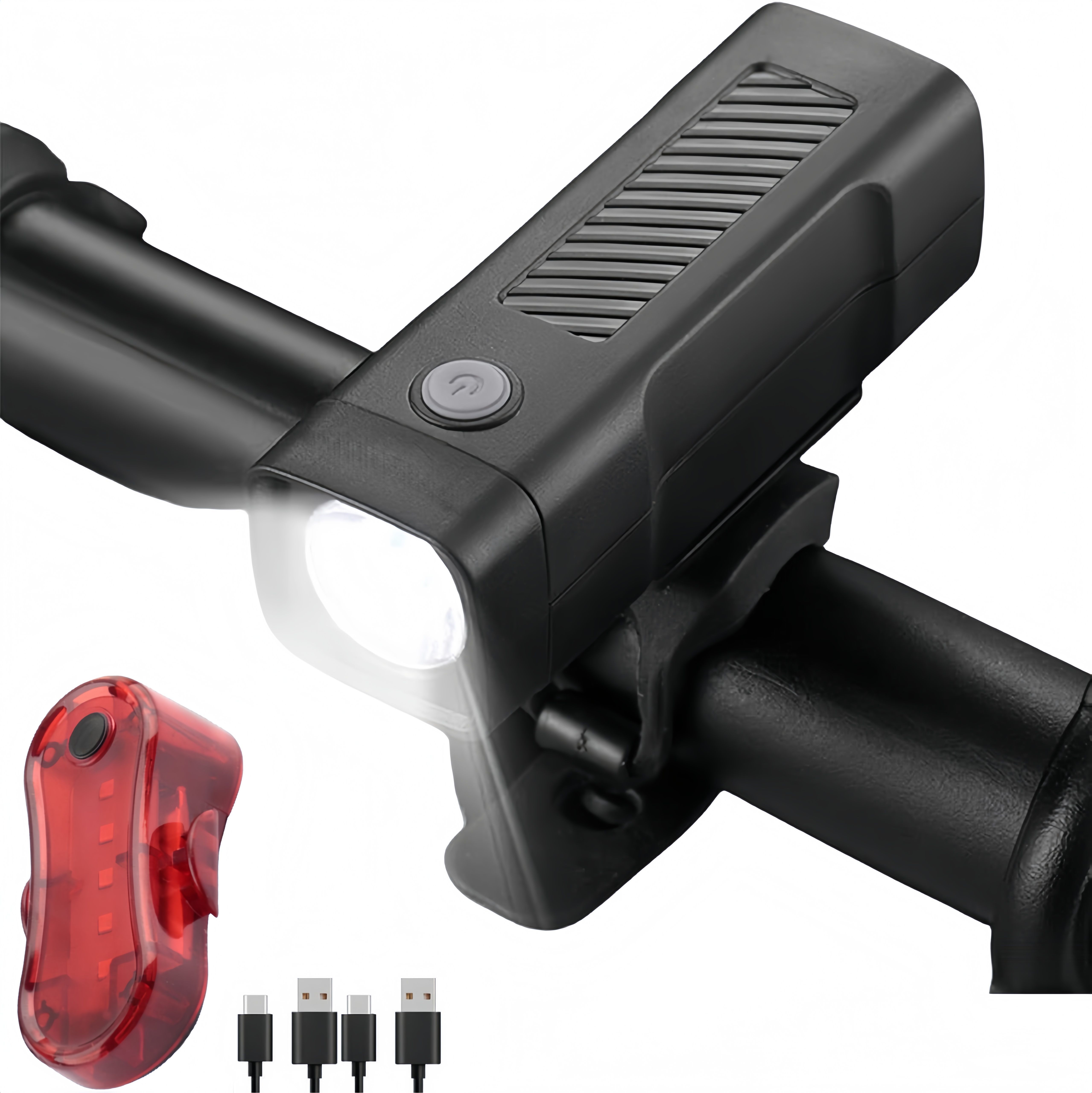 【Clearance Sale】Bike Headlight and Taillight Set, Bright USB Rechargeable Front Bike Light Easy to Install and Very Sturdy for Road Mountain Safety Night Cycling