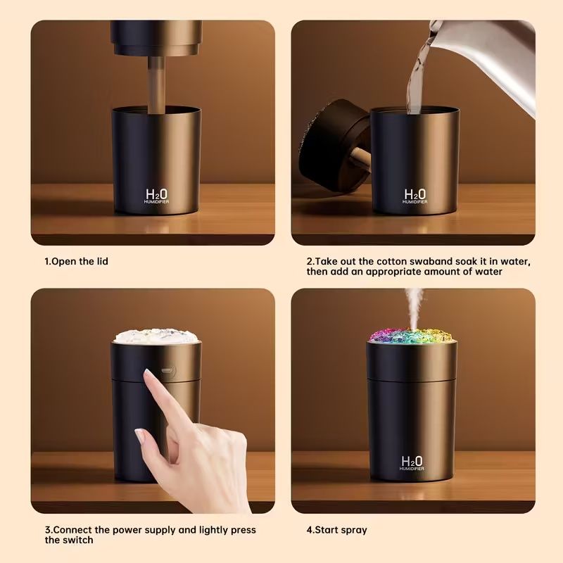 USB Humidifier And Aromatherapy Machine, With Cold Fog And Night Light Atmosphere Light Humidifier, Aromatherapy Spray Is Suitable For Cars, Bedrooms, Living Rooms, Desks, Mini Color Lights Car Humidi