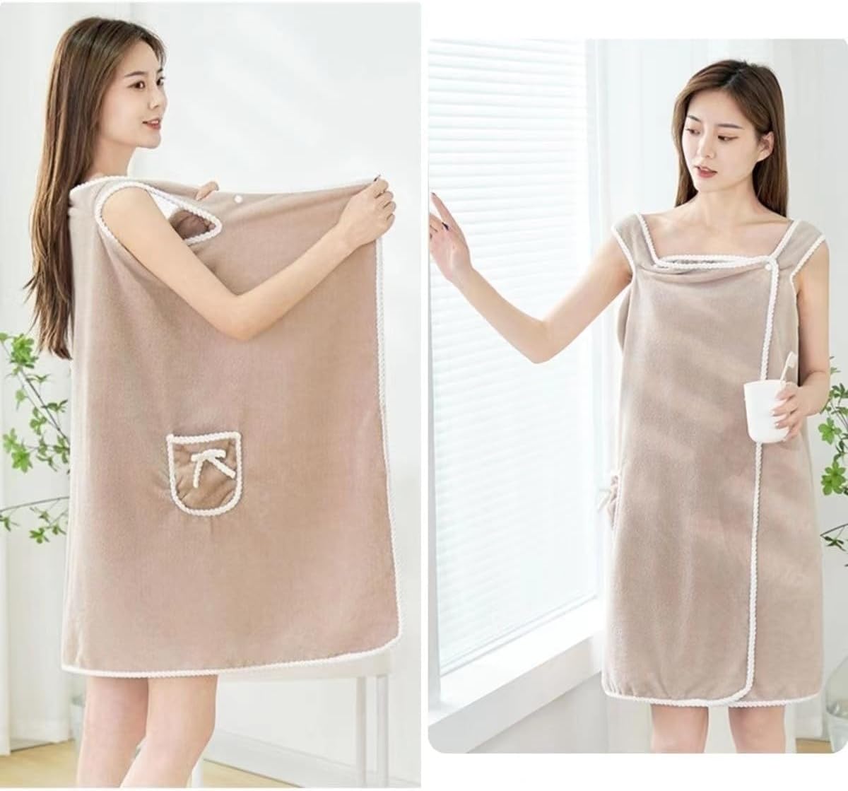 [Quick Drying] Wearable Bath Towel | Bowknot Coral Velvet Thickened | Water Absorption Quick Drying | Bath Supplies | For Adults