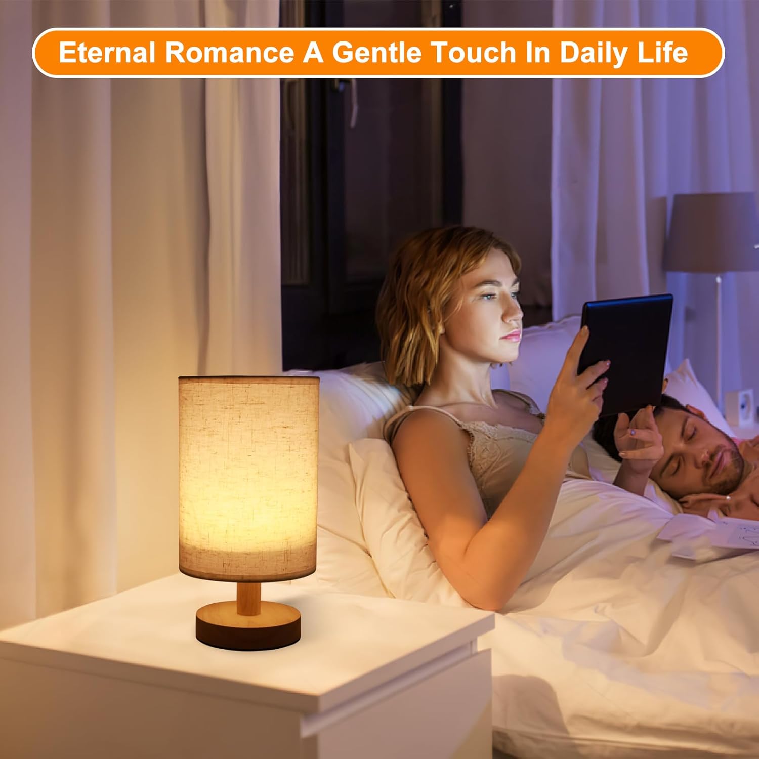 Bedside Lamps, USB Table Lamp for Bedroom, Small Lamps for Living Room - Simple Bedside Lamp with Button Switch for Kids Room, Study, Dorm, Office, Shelves