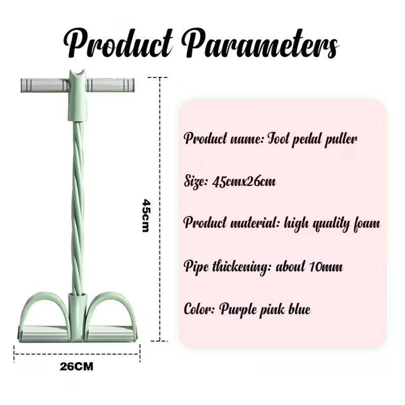 4 Tube Pedal Ankle Puller Sit Up Leg Stretch Rope Exercise Bands with Handles, Yoga Strap Bodybuilding Expander, Fitness Equipment Waist, Arm, Stretching Slimming Training Fitness Resistance Bands