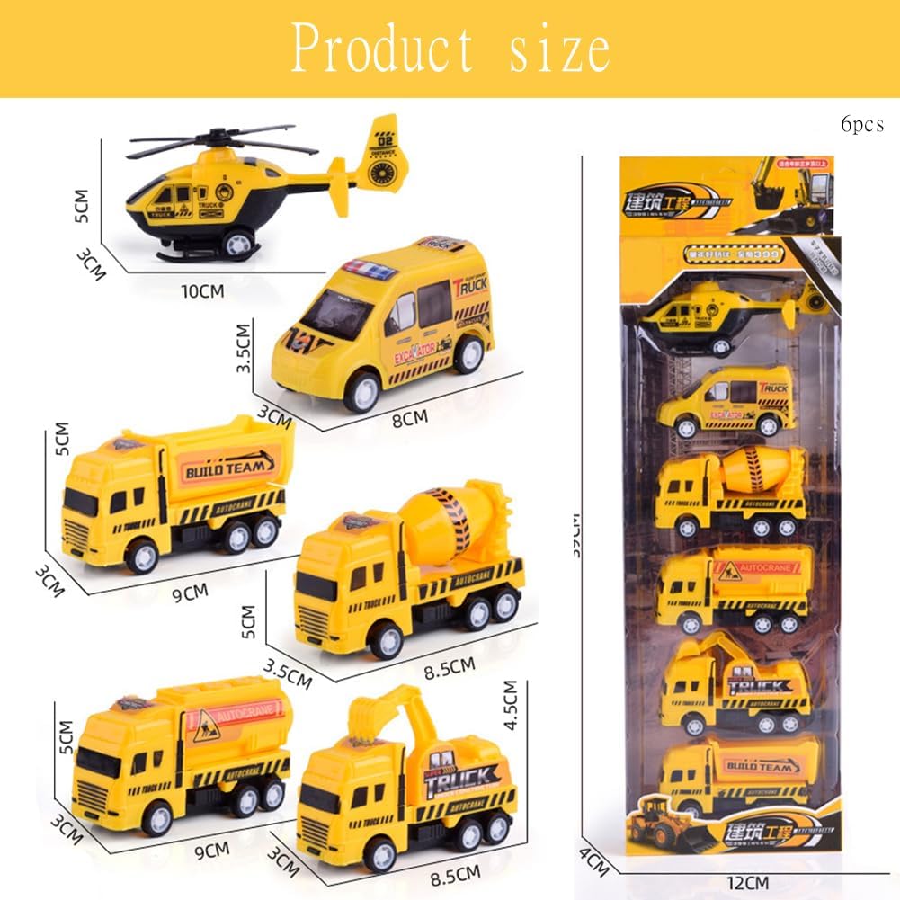 6 Pcs Construction Models Play Vehicles Toy, Construction Toys, Engineering Vehicle Inertial Toy Car, Truck Toy Car Set  For Kids Toy Gift Educational Toy