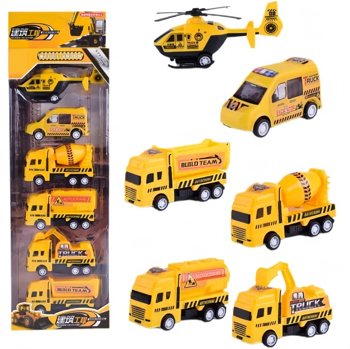 6 Pcs Construction Models Play Vehicles Toy, Construction Toys, Engineering Vehicle Inertial Toy Car, Truck Toy Car Set  For Kids Toy Gift Educational Toy