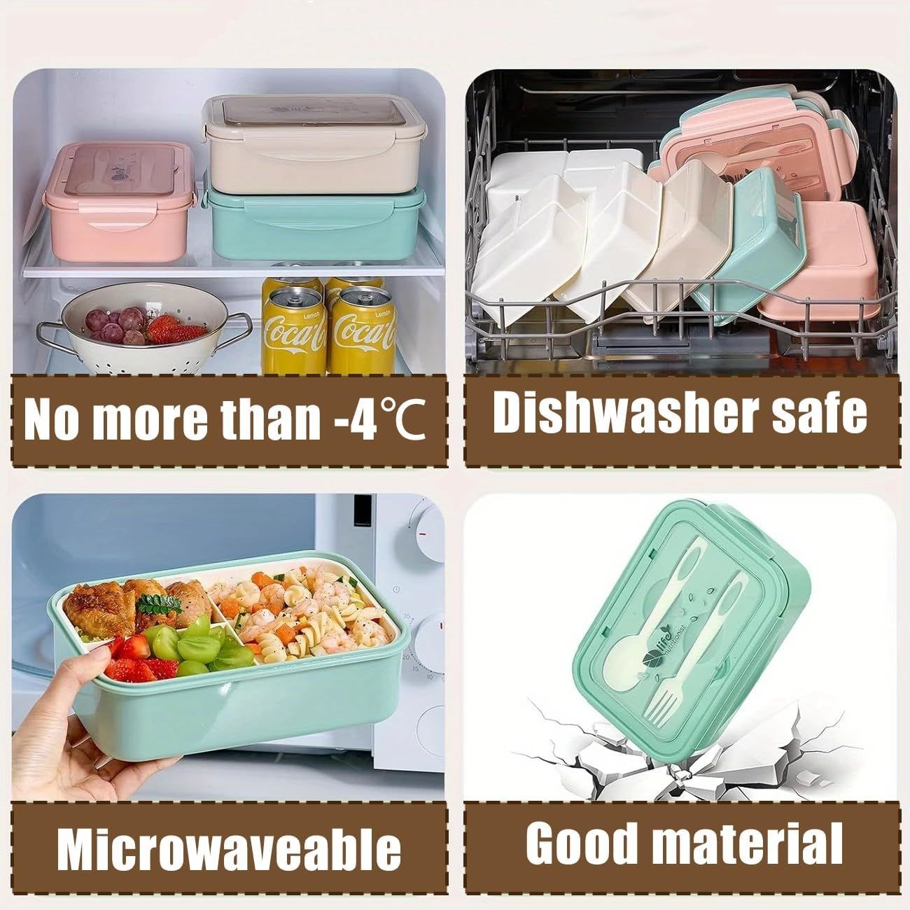 Adult Bento Boxes + Insulated Lunch Bag Set - 1200ml Leak Proof Bento Box Set, Spacious 3 Compartment Lunch Box, Perfect for Office, School, Camping And Picnics - Kitchen Storage Solutions