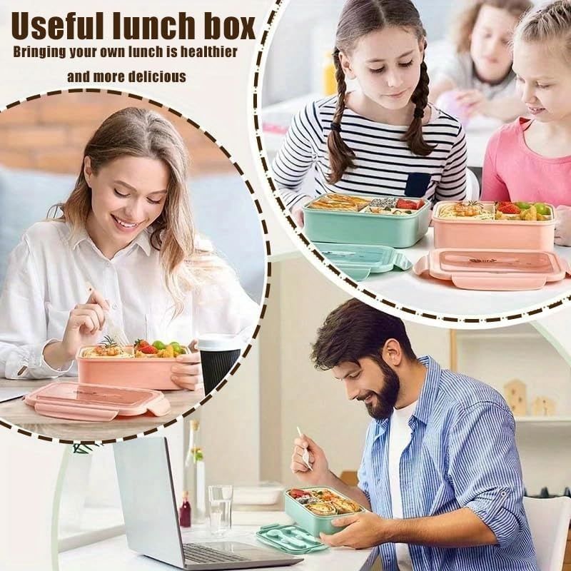 Adult Bento Boxes + Insulated Lunch Bag Set - 1200ml Leak Proof Bento Box Set, Spacious 3 Compartment Lunch Box, Perfect for Office, School, Camping And Picnics - Kitchen Storage Solutions