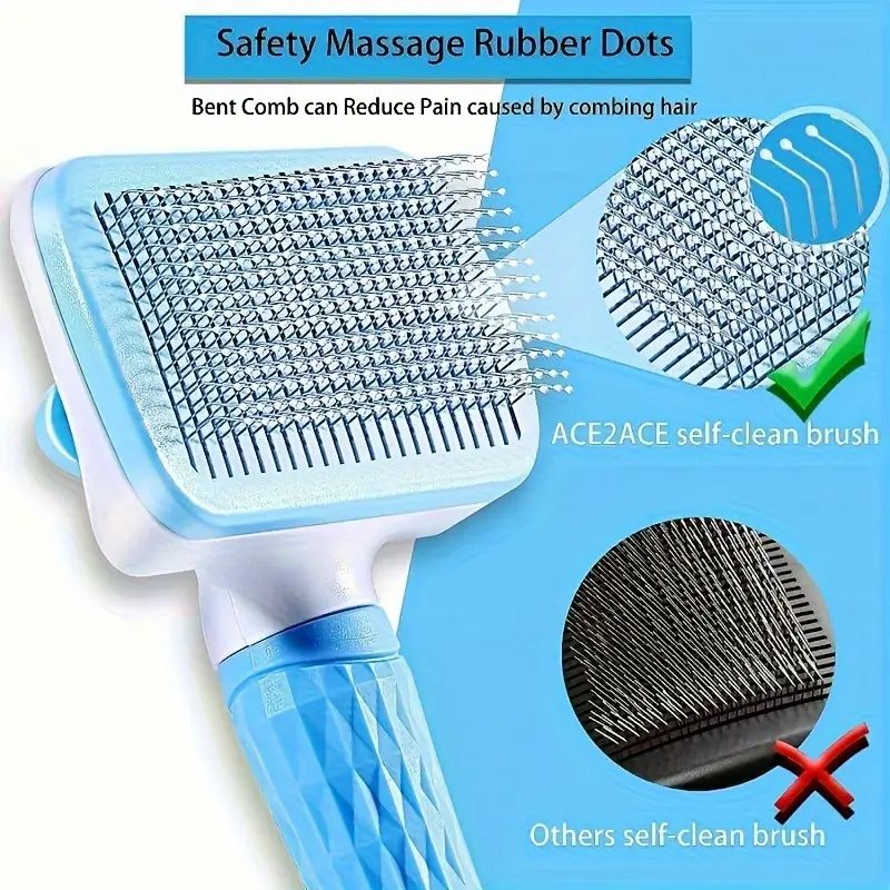 1pc Pet Grooming Brush, Dog Brush, Cat Brush, Self-Cleaning Pet Grooming Brush, Used for Long Hair and Short Hair Dogs and Cats, Removes Loose Hair and Undercoat from Dogs, Cats,