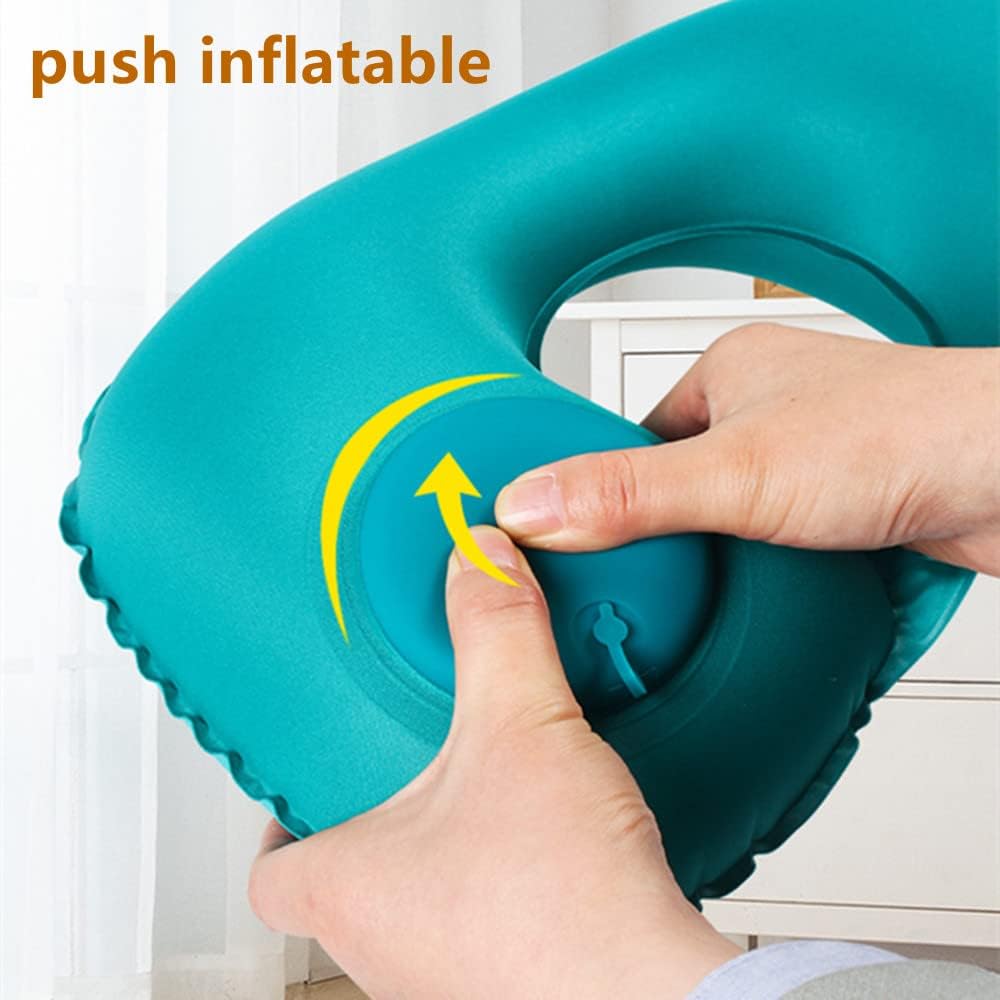 1pc Inflatable Neck Pillow - Automatic Inflation, Portable Travel Neck Support for Car, Office, Home - Lightweight & Compact Design, Durable Polyester Cover, Hand Wash Only, All-Season Use, Neck Pillo