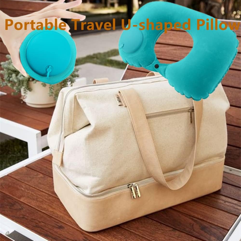 1pc Inflatable Neck Pillow - Automatic Inflation, Portable Travel Neck Support for Car, Office, Home - Lightweight & Compact Design, Durable Polyester Cover, Hand Wash Only, All-Season Use, Neck Pillo