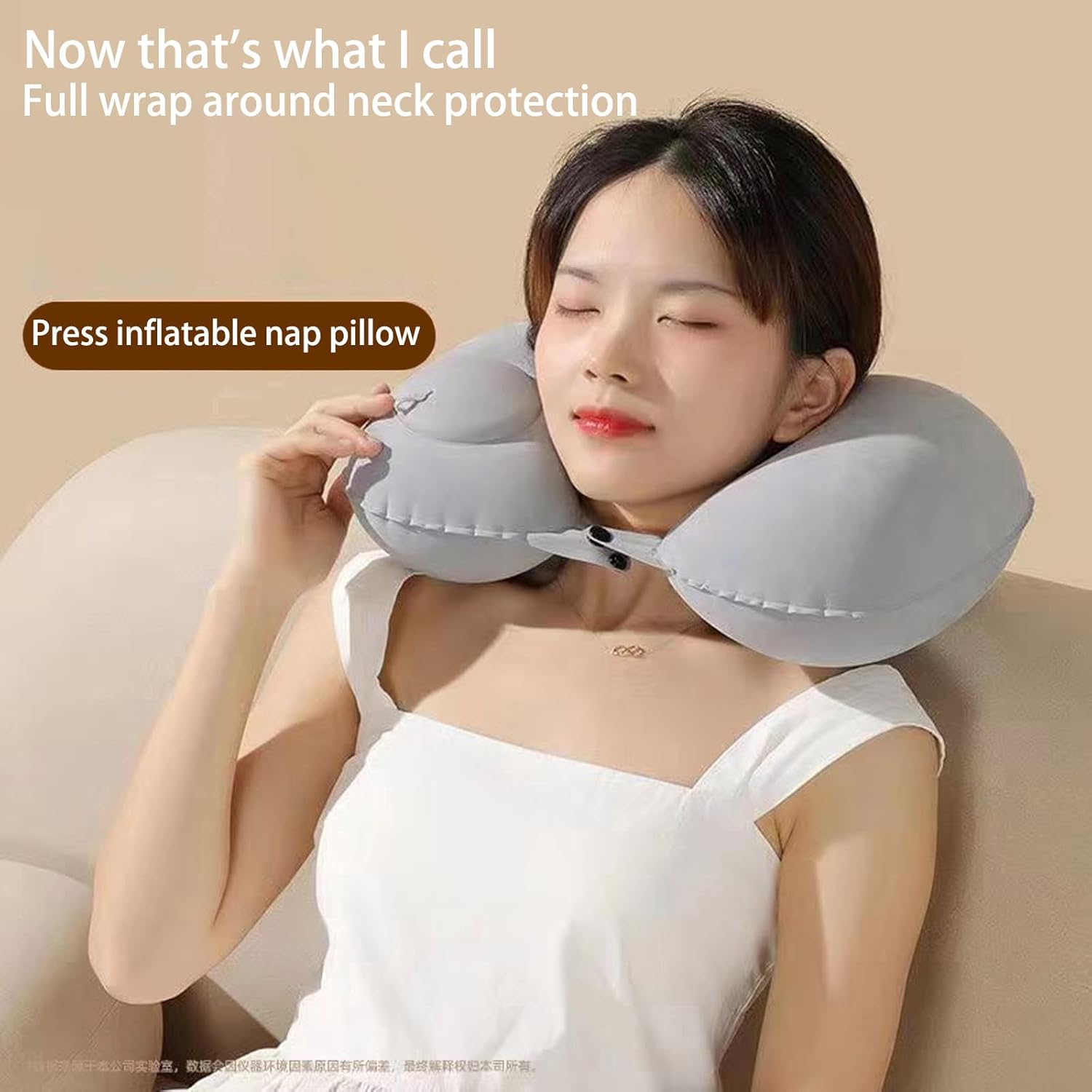 1pc Inflatable Neck Pillow - Automatic Inflation, Portable Travel Neck Support for Car, Office, Home - Lightweight & Compact Design, Durable Polyester Cover, Hand Wash Only, All-Season Use, Neck Pillo