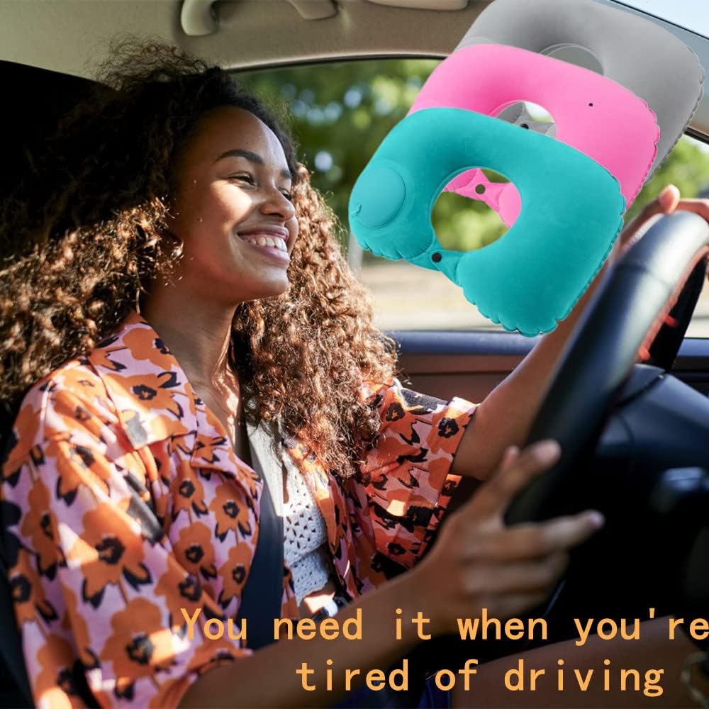1pc Inflatable Neck Pillow - Automatic Inflation, Portable Travel Neck Support for Car, Office, Home - Lightweight & Compact Design, Durable Polyester Cover, Hand Wash Only, All-Season Use, Neck Pillo