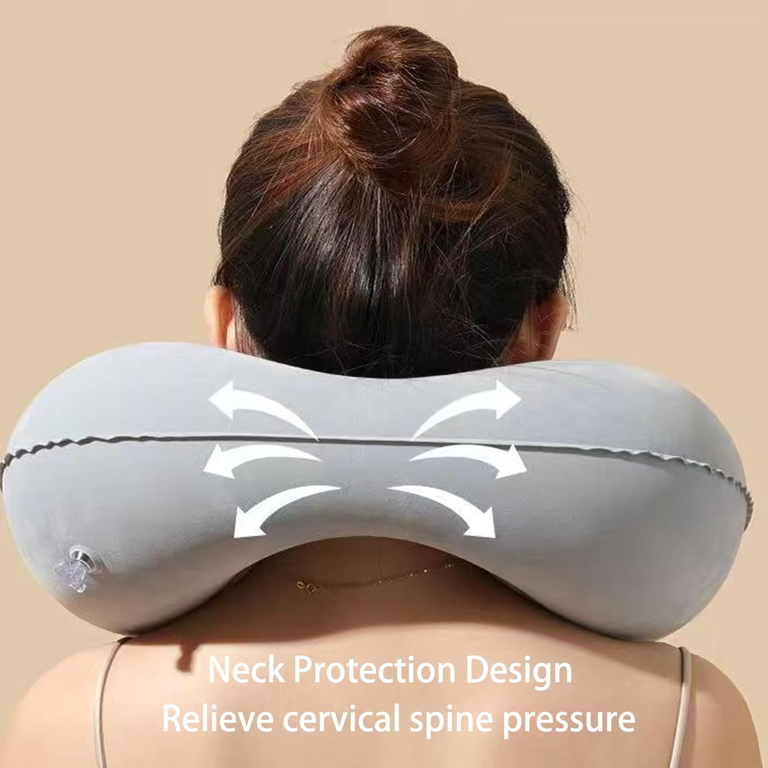 1pc Inflatable Neck Pillow - Automatic Inflation, Portable Travel Neck Support for Car, Office, Home - Lightweight & Compact Design, Durable Polyester Cover, Hand Wash Only, All-Season Use, Neck Pillo