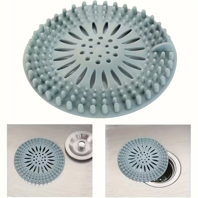 4-Pack Silicone Hair Catcher with Heart-Shaped Drain Protector - Pastel Colors (Blue, Pink, Green,Gray) | Easy-to-Clean & Install, Fit for Bathroom & Kitchen Sinks,Nonslip Design, Sink Strainer