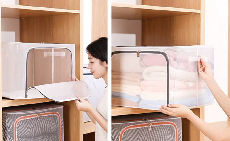 【Final Clearance】24L/66L/ 110L Large Foldable Storage Bins Organizer with Durable Handles, Metal Frame, for Clothing | Bed Sheets | Blanket | Comforters | Pillows | Toys