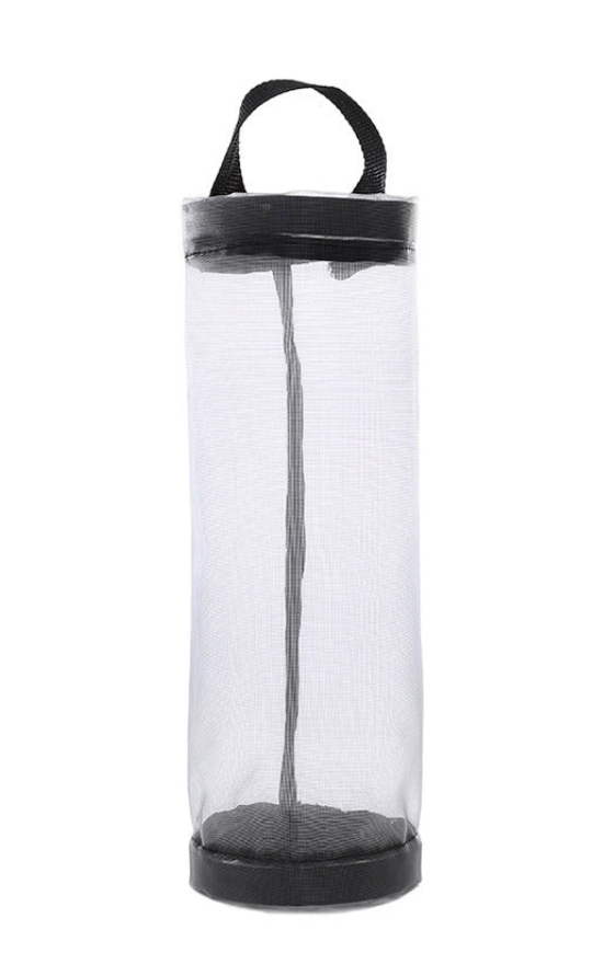 Kitchen Hanging Mesh Bag Organizer for Grocery and Garbage Bags - Space-Saving Storage with Durable Mesh