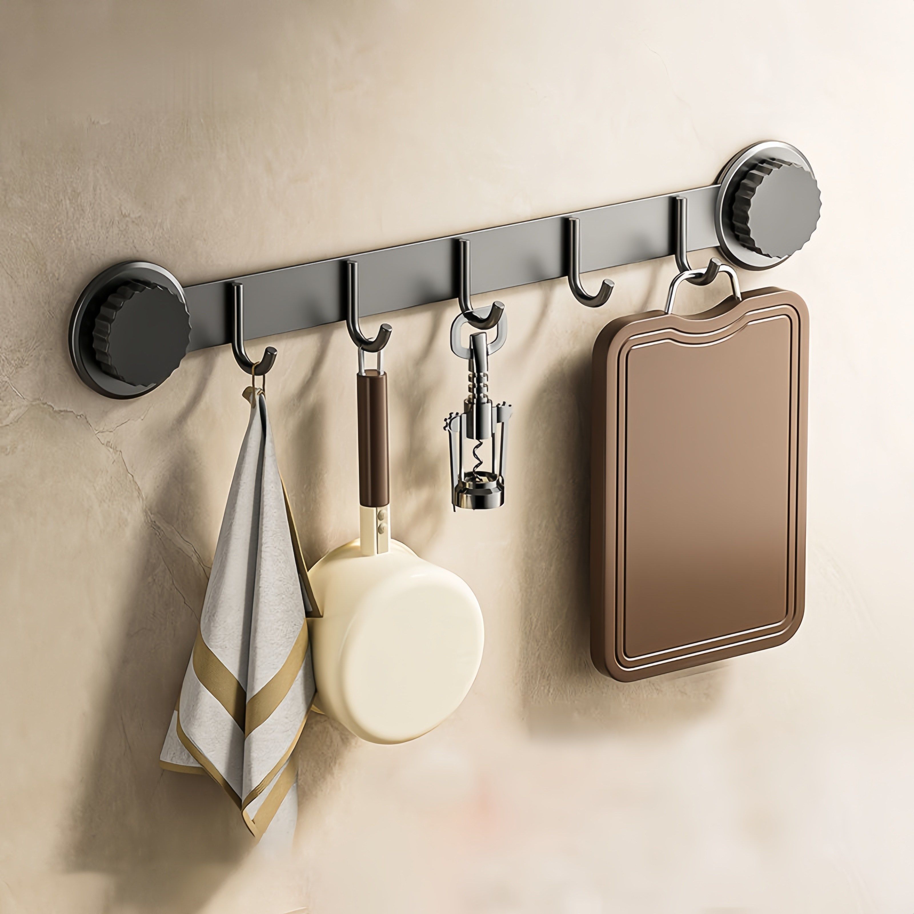 Suction Cup Coat Rack,Coat Hanger Wall Mount with Hooks, Stainless Steel Entryway Hanging Rack for Clothes Hats Towel Keys Bags