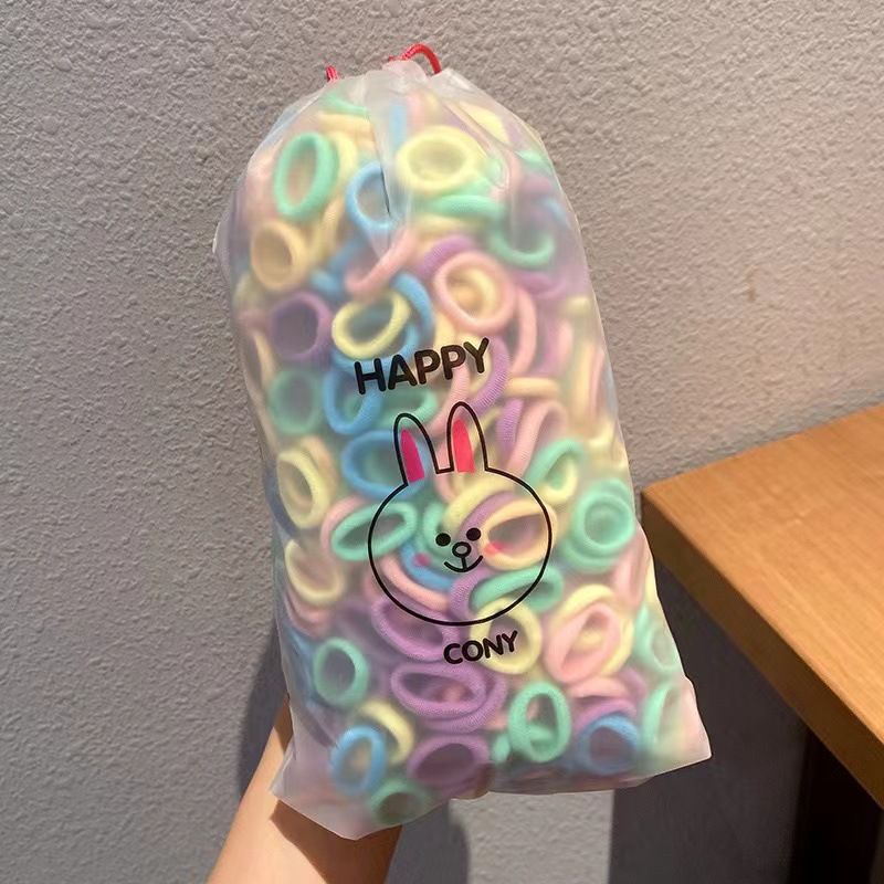 【Clearance Sale】500Pcs Hair Ties, Soft Cotton Toddler Hair Ties 2cm Multicolor Seamless Hair Bands Valentines Exchange for Kids