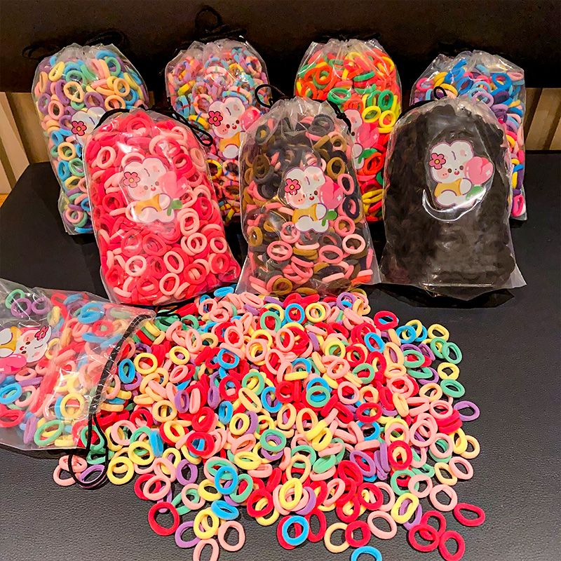【Clearance Sale】500Pcs Hair Ties, Soft Cotton Toddler Hair Ties 2cm Multicolor Seamless Hair Bands Valentines Exchange for Kids