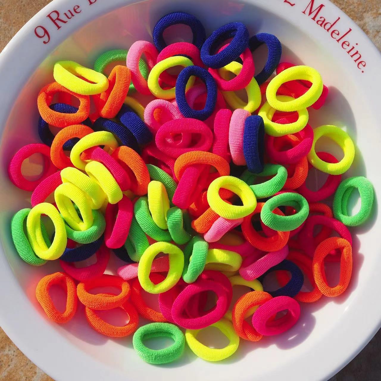 【Clearance Sale】500Pcs Hair Ties, Soft Cotton Toddler Hair Ties 2cm Multicolor Seamless Hair Bands Valentines Exchange for Kids