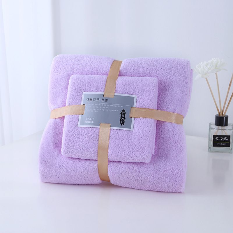 【Clearance Sale】Women's Large Bath Towels (140x70cm) Spa Body Wrap with Hand Towel (75x35cm) Set Lightweight Quick Dry Bathroom Hotel Towel Camping Towels Coral Velvet