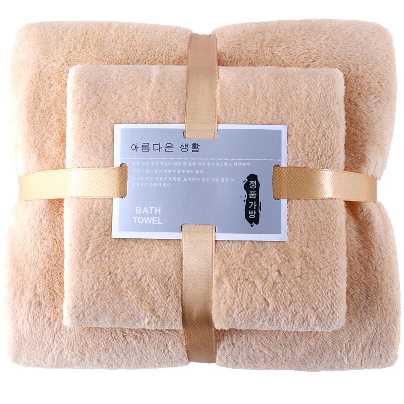 【Clearance Sale】Women's Large Bath Towels (140x70cm) Spa Body Wrap with Hand Towel (75x35cm) Set Lightweight Quick Dry Bathroom Hotel Towel Camping Towels Coral Velvet