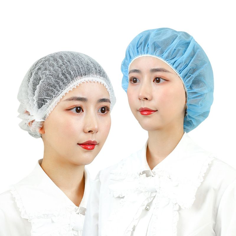100 Pieces Disposable Bouffant Caps, 21inches Hair Net, Elastic Dust Cap for Food Service, Sleeping Head Cover