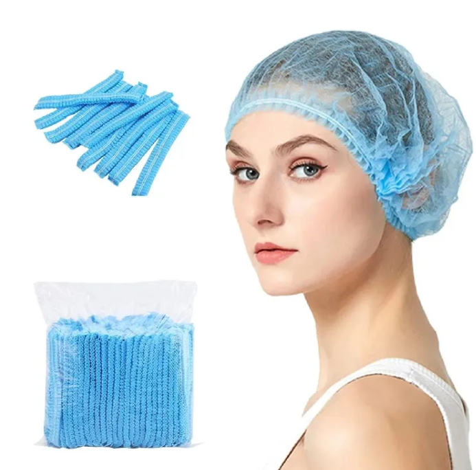 100 Pieces Disposable Bouffant Caps, 21inches Hair Net, Elastic Dust Cap for Food Service, Sleeping Head Cover