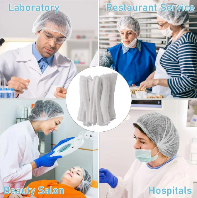 100 Pieces Disposable Bouffant Caps, 21inches Hair Net, Elastic Dust Cap for Food Service, Sleeping Head Cover