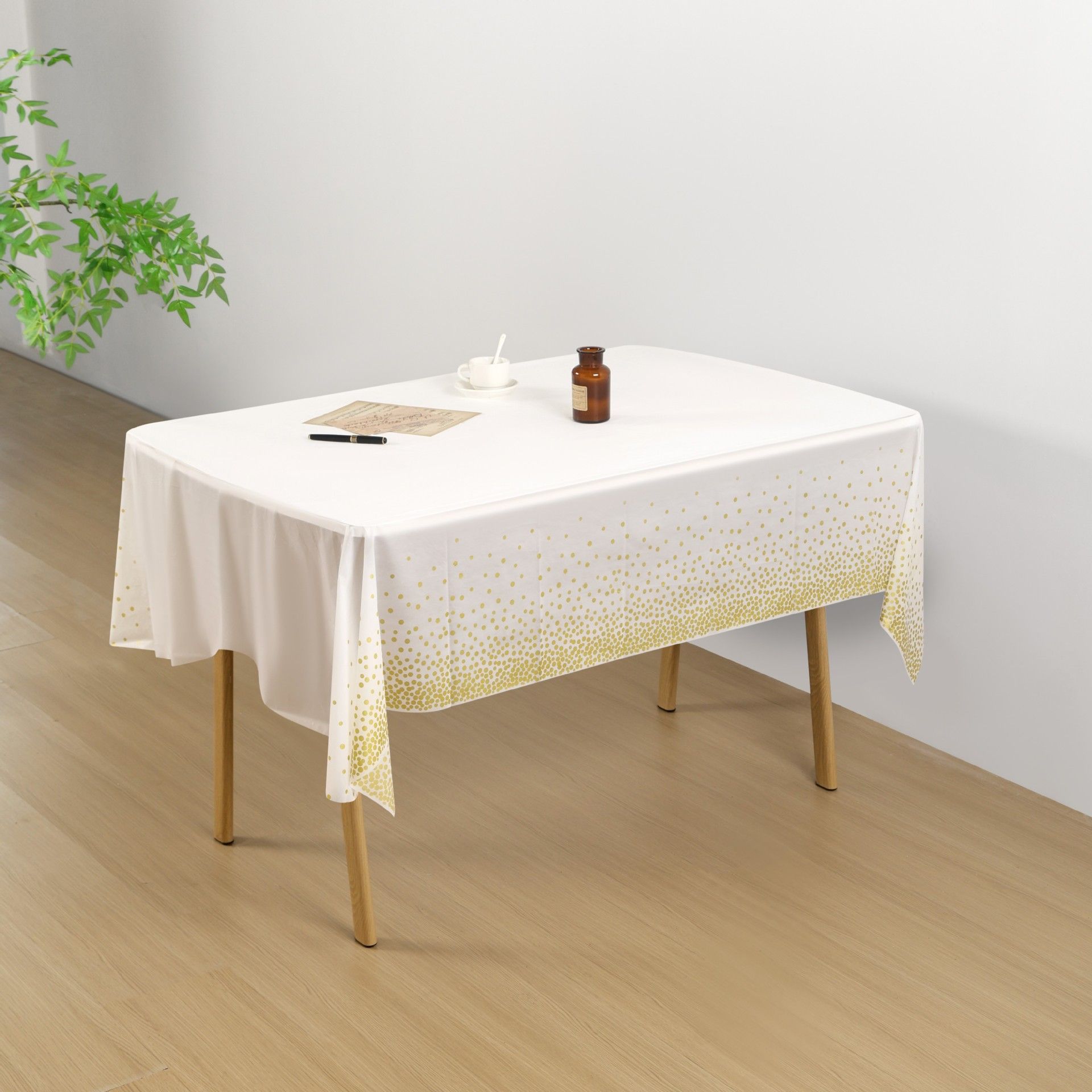 【Clearance Sale】PEVA Dot Tablecloth, White/Black PEVA Table Cloths for Parties Disposable, 137x274cm Waterproof Rectangular Camping Tablecloth for Birthday Party Picnic Baby Shower