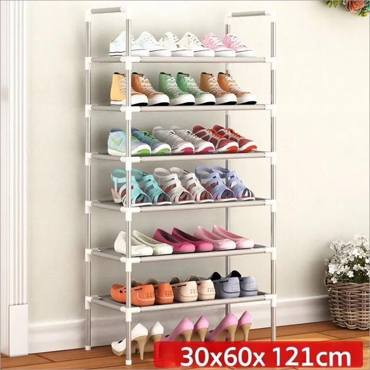 【Promotion】7-Tier Tall Shoe Rack,Large Sturdy Shoe Shelf Organizer, Non-Woven Fabric Free Standing Shoe Racks for Entryway, Hallway and Closet,30x60x120cm