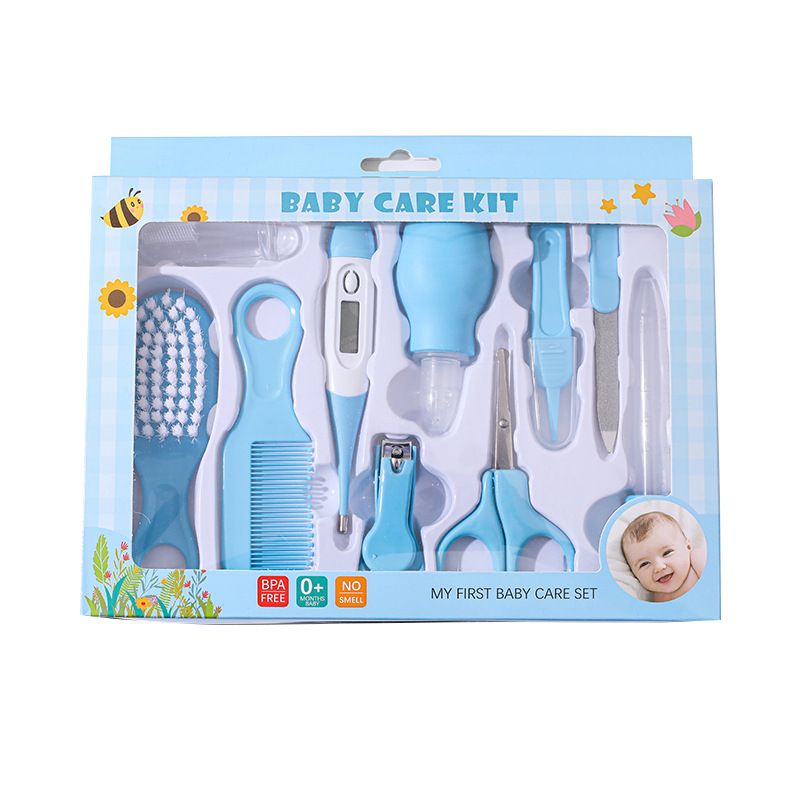 10 - piece Baby Care Set including Baby Nail Clippers, Thermometer, Toothbrush, Grooming Tools, Comb and Brush