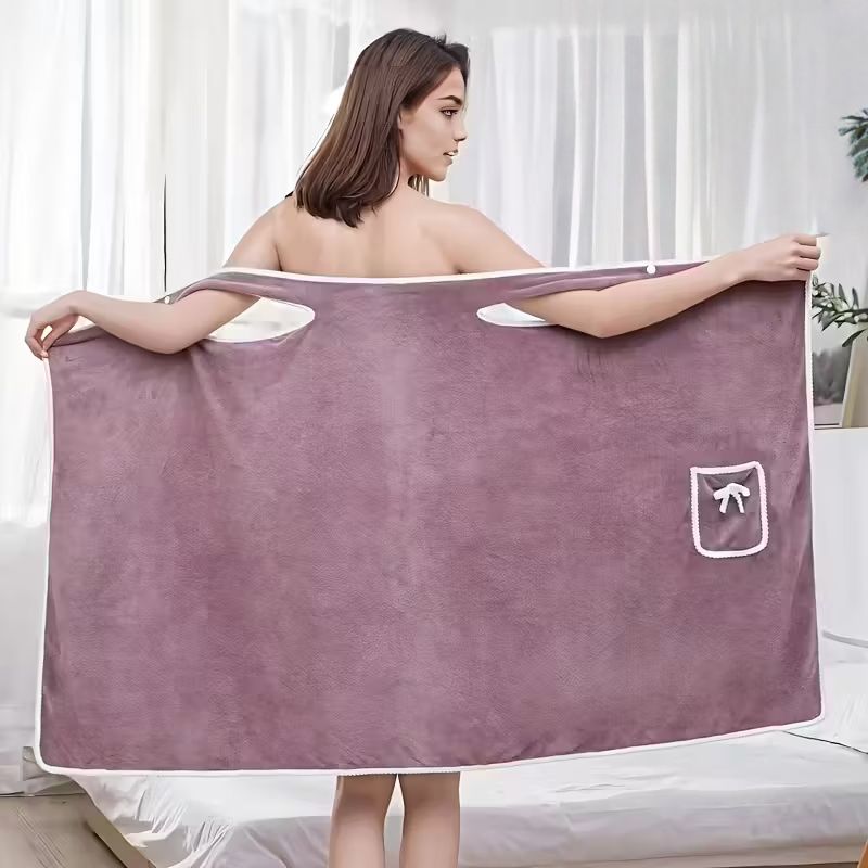 [Quick Drying] Wearable Bath Towel | Bowknot Coral Velvet Thickened | Water Absorption Quick Drying | Bath Supplies | For Adults