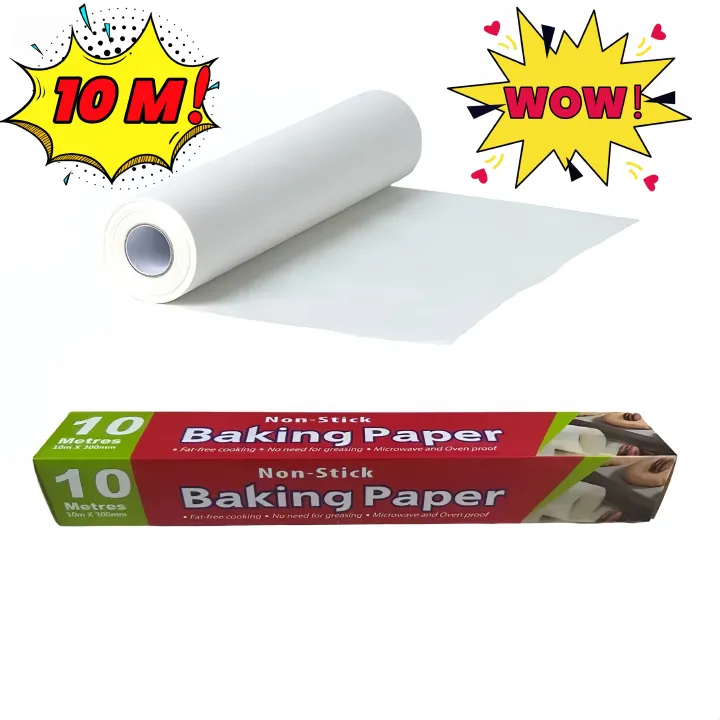 Baking Parchment Paper 10M Microwave Oven Cooking Sheet Non-Stick Baking Liners Sheets for Cook Grilling Air Fryer Bread Cup Cake Cookie BBQ