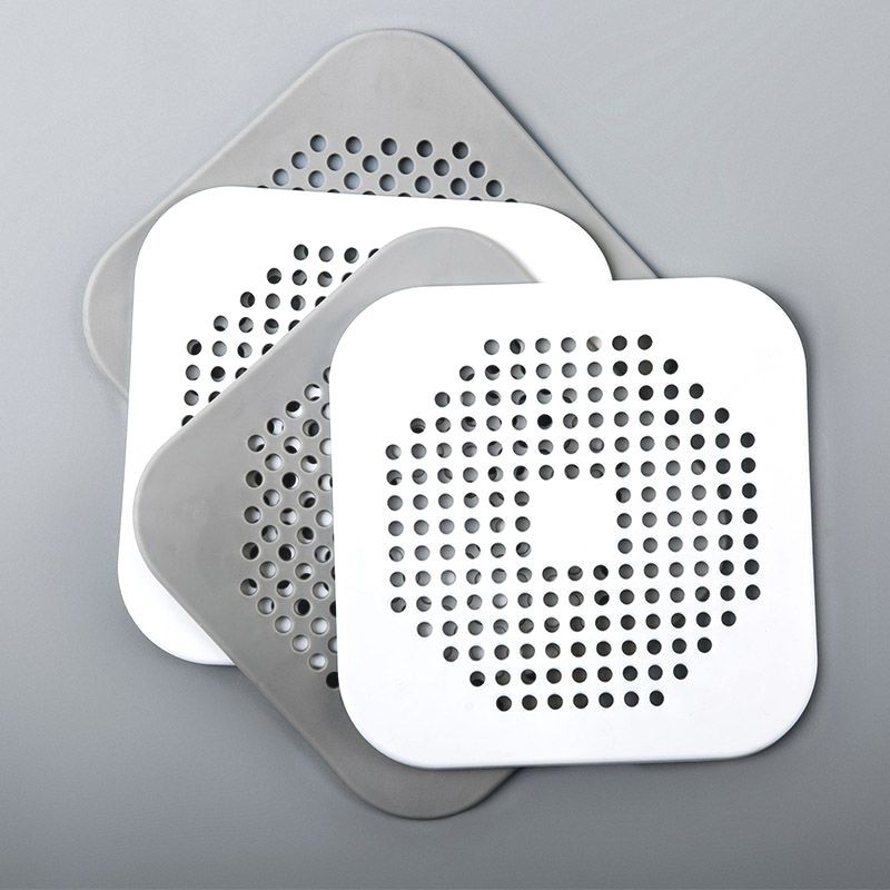 Square Drain Cover for Shower 5.7-inch TPR Drain Hair Catcher Flat Silicone Plug for Bathroom and Kitchen Filter Shower Drain Protection Flat Strainer Stopper with Suction Cups 1 Pack