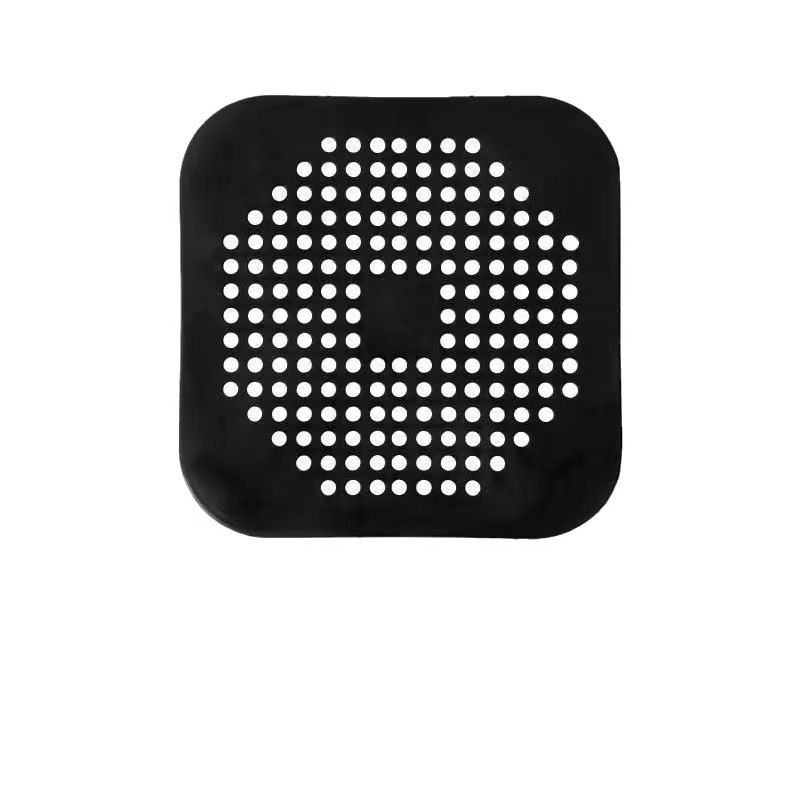 Square Drain Cover for Shower 5.7-inch TPR Drain Hair Catcher Flat Silicone Plug for Bathroom and Kitchen Filter Shower Drain Protection Flat Strainer Stopper with Suction Cups 1 Pack