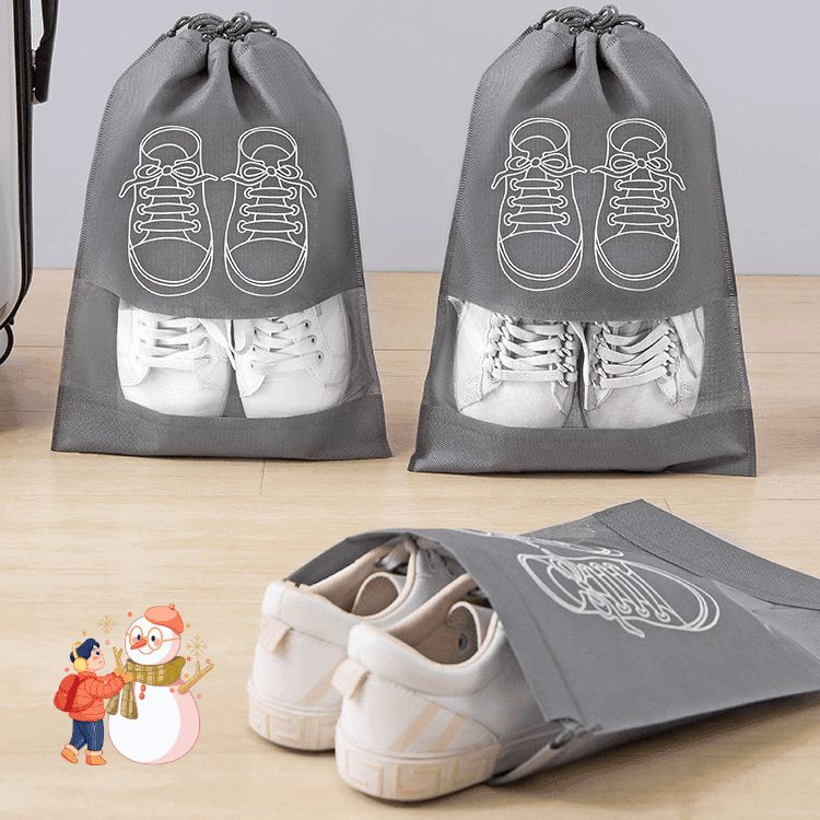 【Clearance Sale】Shoe Bags for Travel – 10 Pack Waterproof Drawstring Shoe Organizer with Clear Window – Dustproof, Reusable Storage Pouches for Men & Women – Black or Grey