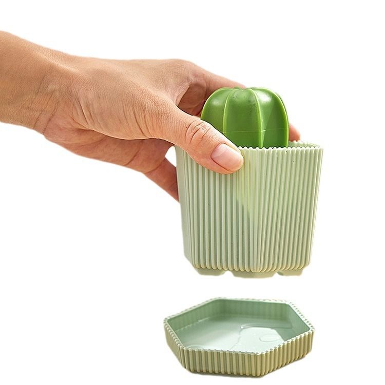【Clearance Sale】Dish Scrub Brush, Ergonomic Grip Brush Dish Scrubber with Flowerpot Shape Draining Holder, Kitchen Cleaning Scrub Brushes for Scrubbing and Washing Dishes