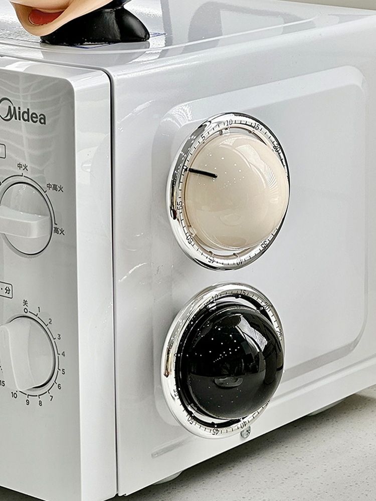 Mechanical Kitchen Timer, Magnetic Fridge Timer, Countdown Timer, Beige Planet Shape, 60 Minute Kitchen Timer, Alarm Clock for Cooking, Fitness, Baking, Baking, Classroom