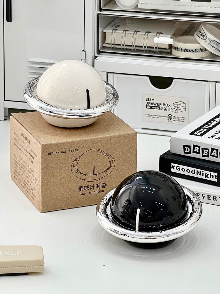 Mechanical Kitchen Timer, Magnetic Fridge Timer, Countdown Timer, Beige Planet Shape, 60 Minute Kitchen Timer, Alarm Clock for Cooking, Fitness, Baking, Baking, Classroom