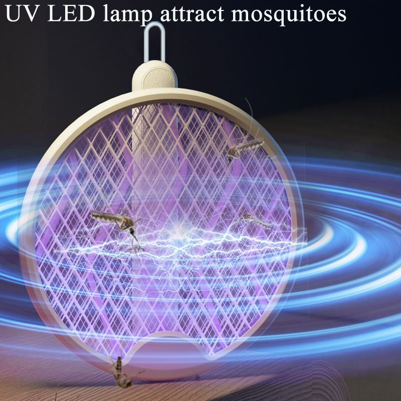 3000V Electric Fly Swatter racket for Indoor and Outdoor,4 in 1 Portable mosquito repellent, Foldable fly trap, Rechargeable with Improved Battery Life, Electric fly zapper USB Cable